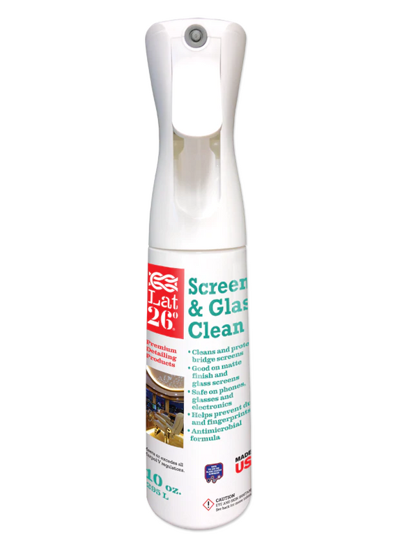 white spray bottle of 10 oz screen and glass clean