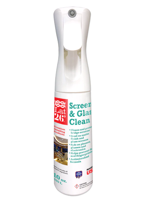 white spray bottle of 10 oz screen and glass clean