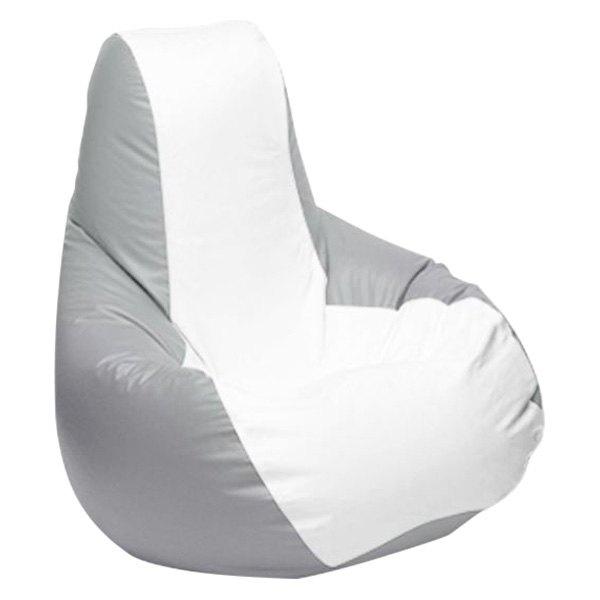  White and Gray Medium Longneck Teardrop Bean Bag Chair
