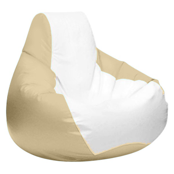 White and Beige Medium Teardrop Bean Bag Chair