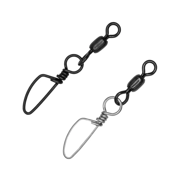 Barrel Snap Swivels -  Black and Silver shown