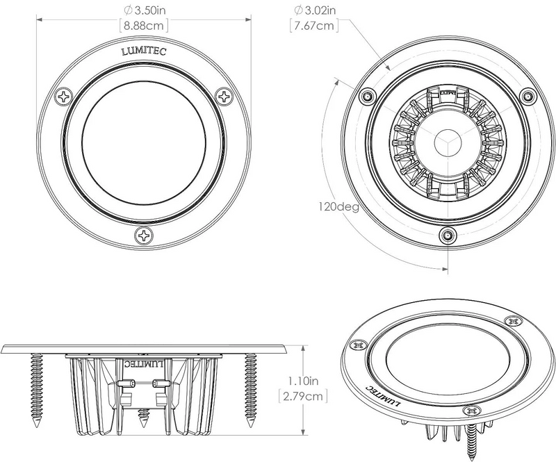 dimensions for Shadow flush mount utility light