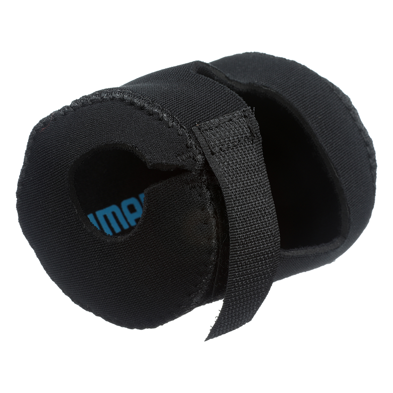 back and side view of neoprene reel cover