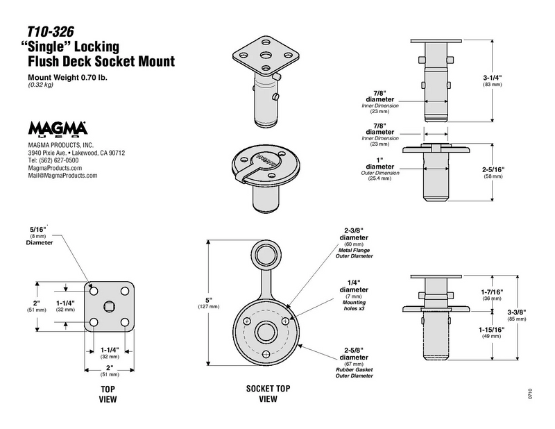 MAGMA Single Locking Flush Deck Socket Mount