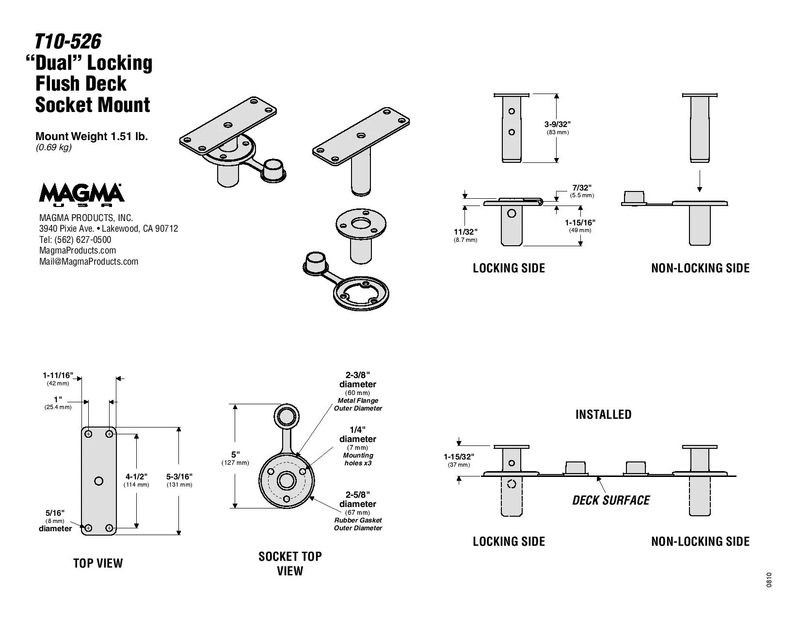 Dual Locking Flush Deck Socket Mount measurements